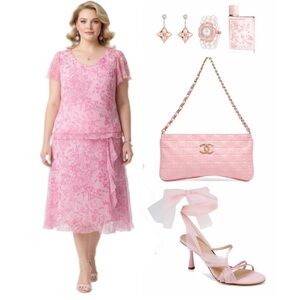 Vtg Floral Pink Romantic Boho Cottagecore whimsical Plus Size Maxi Dress 16W